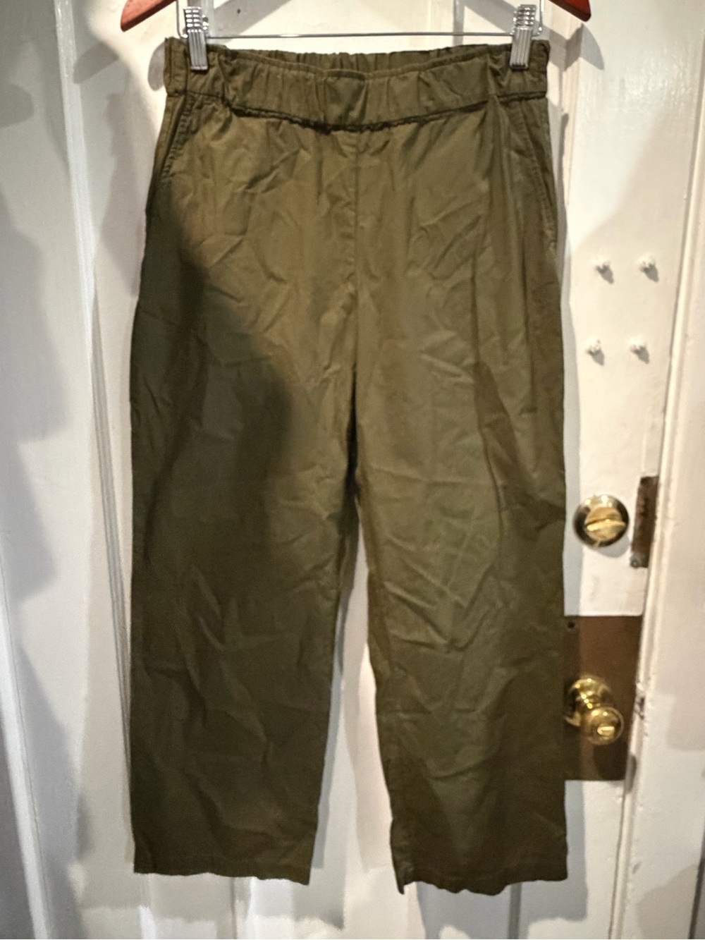 Women's Olive Green Elastic Waist Chinos